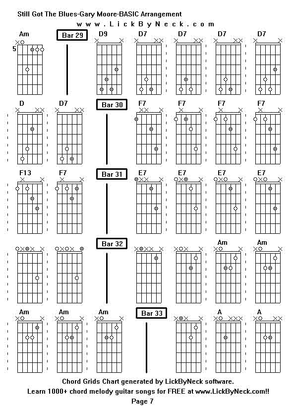 Chord Grids Chart of chord melody fingerstyle guitar song-Still Got The Blues-Gary Moore-BASIC Arrangement,generated by LickByNeck software.